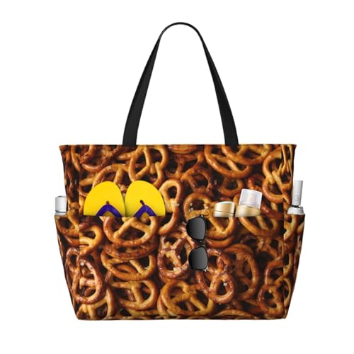 Sac de plage bretzels grand sac à bandoulière pour femme idéal pour l'été et le shopping quotidien