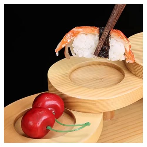 Plateau de service à sushis en bois - Style escalier - Présentoir à sushis pour collations, salades et pâtisseries