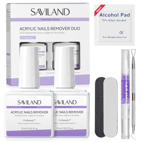 Image of SAVILAND Acrylic Nail Remover Kit with Cuticle Oil & Scraper for Nail Care