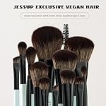 Jessup Makeup Brushes Set 10pcs, Double Sided Foundation Contour Blush Highlight Blending Eyebrow Brush Eyeshadow Eyeliner Concealer Brush, Bright Cyan Cruelty Free Cosmetic Tools T500 - Image 2