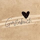 Gästebuch Ferienwohnung Hardcover zum Ausfüllen mit Fragen Vintage Retro braun Leder Leinen Herz baun: für Ferienhaus, AirBnB, Pension, Hotel, Gästehaus, Hostel: quadratisch, 100 Seiten blanko