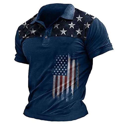 Polo Shirts For Men, Men's 1776 Independence Day American Flag Print Patriotic Polo Shirt Short Sleeve Military Tactical Tees #TOP1