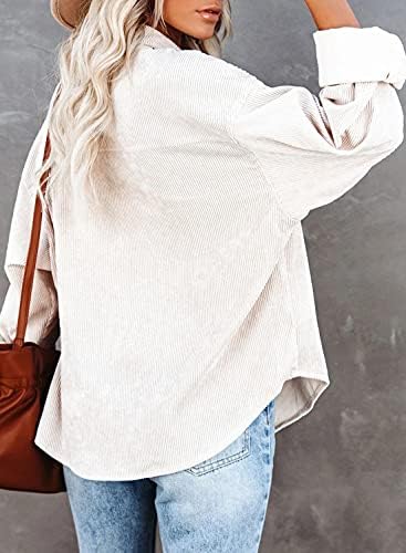 Women's Corduroy Button Down Pocket Shirts Casual Long Sleeve Oversized Blouses Tops 2 Women's Corduroy Button Down Pocket Shirts Casual Long Sleeve Oversized Blouses Tops
