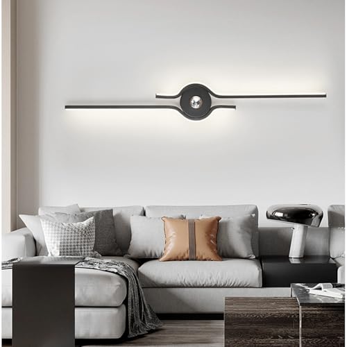 Lampara de pared LED moderna con luz blanca y cuerpo de aluminio negro de 80 cm
