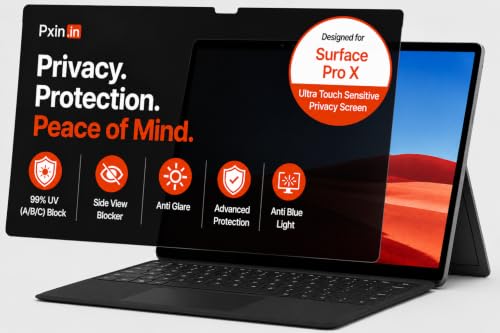Image of Pxin Aura | Compatible with Microsoft Surface Pro X | Ultra Touch Sensitive Privacy Screen | Anti Blue | Anti Glare | UltraThin for Hyper Touch | Anti UV | Privacy Filter