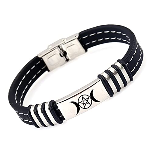 KBNSUIAN Dreifache Mondgöttin Armband Wicca Pentagramm Silikon Armreif Wicca Hexe Armreif Magischer Wicca Amulett Schmuck Cover