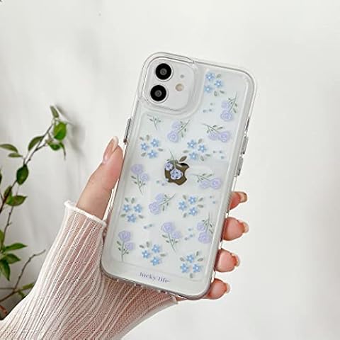 MURMAZ Designed for iPhone 11 Case, Clear Floral Design case Hard Back & Flexible TPU Bumper Slim Shockproof Transparent Cute Flowers Pattern for Women Girls Protective Cover Case (Flora Purple 11) Cover