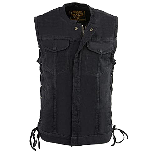 Image of Milwaukee Leather Men's Classic Club Style Premium Denim Motorcycle Biker Vests MDM