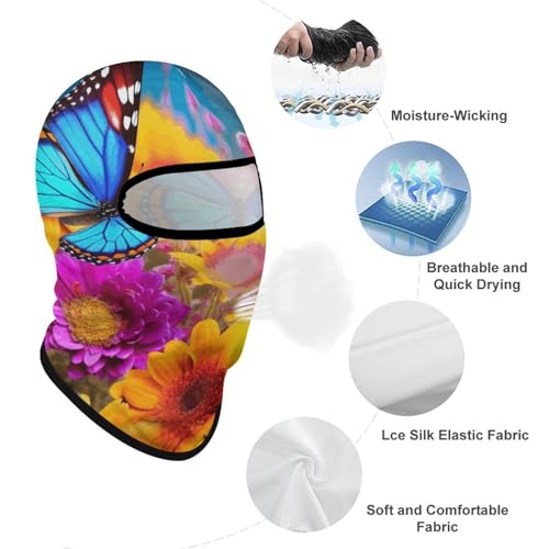 Balaclava para hombre, máscara para esquí y ciclismo, con diseño de mariposa y flores, cubreboca y cuello para invierno miniatura 3