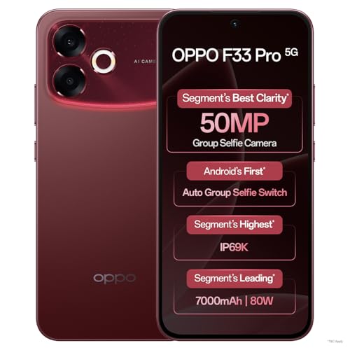 Oppo F33 Pro 5G Smartphone (8GB RAM, 256GB Storage, Passion Red) ...