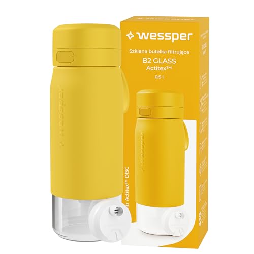 Wessper Gourde Filtrante, 500 ml, Gourde en Verre Borosilicaté, avec