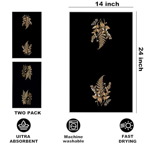 Image of 2 Pcs Vintage Botanical Kitchen Towels, Rustic Floral Reusable Dish Towels