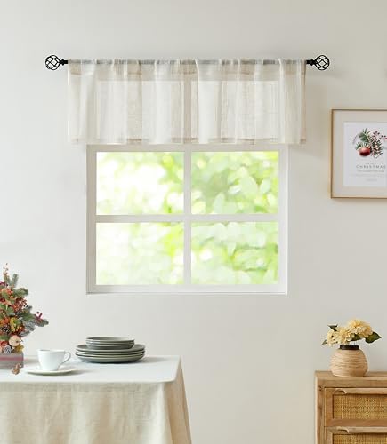 Rideau semi-transparent beige Central Park rayures verticales 54X15 cm - 8