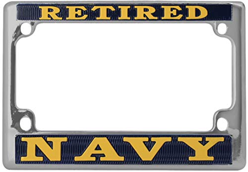 Armed Forces Depot U.S. Navy Retired License Plate Frame for Motorcycles
