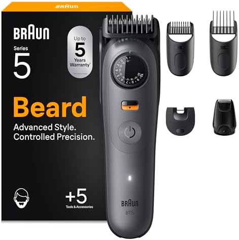 Braun Series 5 Beard Trimmer, BT5525, Grey - 5 Styling Tools, Men...