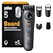 Braun Beard Trimmer Men Series 5, Mens Beard Trimmer with 5 Styling Tools, Ultra Sharp Blade, Waterproof, 40 Lengths & 120-Min Runtime, BT5525, Grey