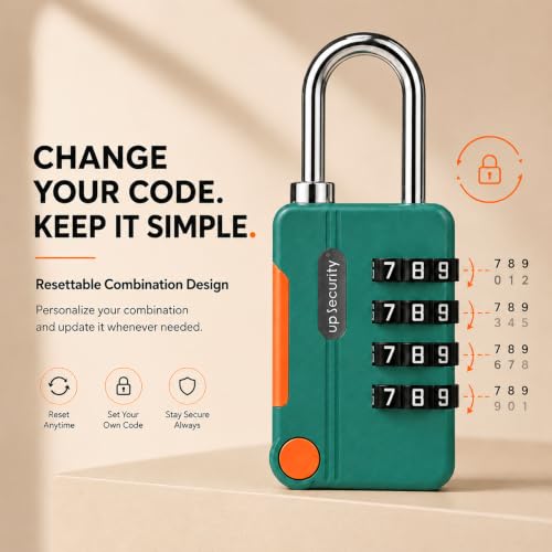 Image of FreshDcart 4 Digit Combination Lock | Heavy Duty Resettable Number Padlock for Luggage Bags Suitcases Backpacks Travel Security | Pack of 1 | Green