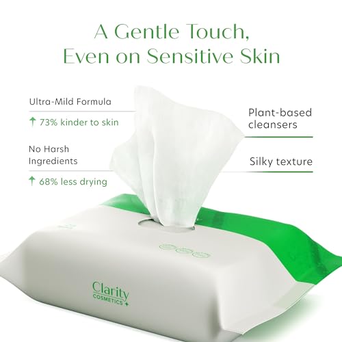 𝗪𝗜𝗡𝗡𝗘𝗥 𝟮𝟬𝟮𝟯* Makeup Remover Face Wipes, Daily Facial Cleansing Wipes to Remove Dirt, Oil and Make Up, 100% Plant Based Fibers - Image 3