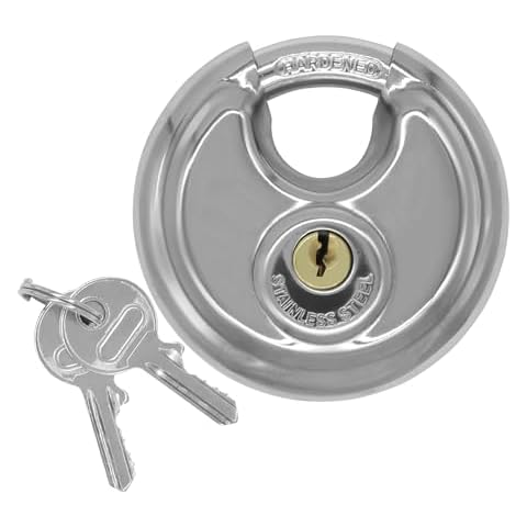 Disc Locks, Heavy Duty Padlock,Steel Lock with Key Keyed Padlock Disc Storage Locks for Storage Unit, Moving Trailers, Shed, Fence (Modern Style) Cover