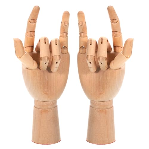 PATIKIL Mano de Madera de 7', Modelo de Mano de Artista, Maniquí Articulado de Mano Derecha e Izquierda, Figura Flexible y Móvil para Bocetos, Pintura, Dibujo y Decoración