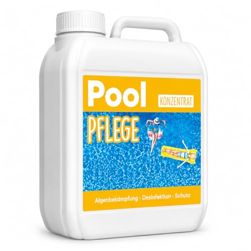 2L Poolpflege Poolklar Konzentrat 3in1 Gegen Algen & Grünes Wasser Für Kristallklares Poolwasser Hochergiebiger Poolreiniger mit Langzeitschutz Für Pool Schwimmbad & Planschbecken