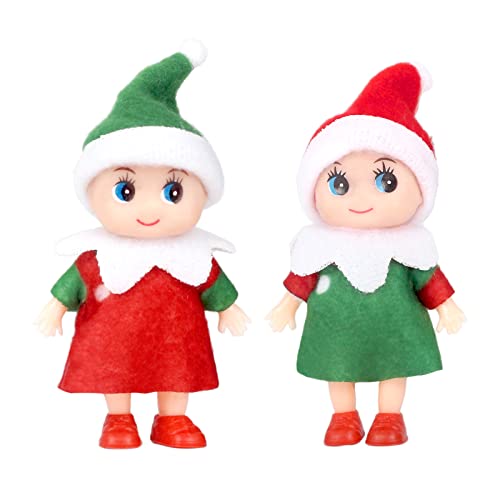 POPOYU 2 Piezas Mini Bebé Elfo Navidad Nuñeco Niña,Muñeca de Elfo de Navidad para Niños y Niñas,Pequeño Elfo Bebé Elfo de Navidad Accesorios para Juguetes Novedosos,Año Nuevo,Regalo de Calcetín