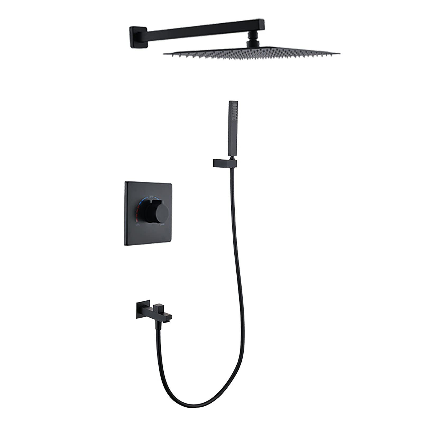 SWENEEN Handheld Showerfaucet/Faucet,Shower System,Concealed Adjustable Shower Faucet Set With 10" Shower Head,Single Handle,Bathroom With Hand Shower And Tub Spout,Embedded Box,Black
