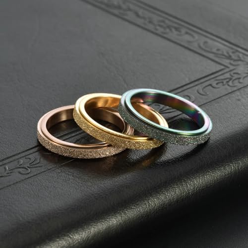 Anxiety Ring Spinner, Personalized Ring for Women Rotatable Matte Band 3mm Wide, Size 5 to 142