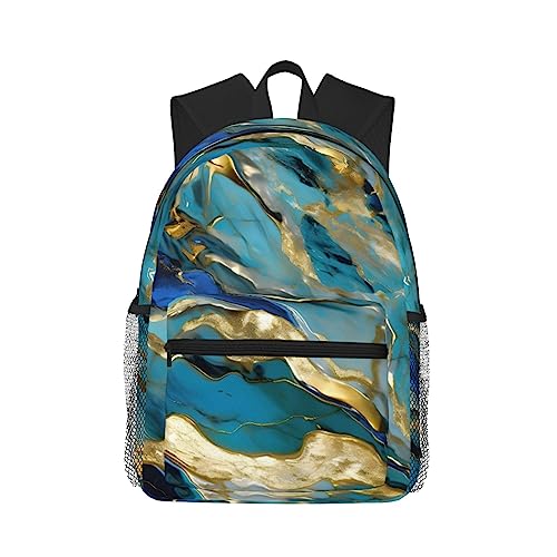 Sac à dos léger noir One Size avec motif marbre et or