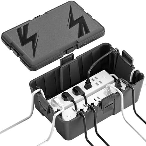 Caja de Cable Resistente al Agua,Caja Estanca Exterior Electrica,33.2x22.4x13.3 CM,con 8 Salidas de Cables,Para Protección de Enchufes,Cubierta de Cable Alargador Resistente,Temporizador