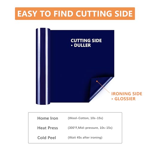 Image of HTVVETUR Navy HTV Iron on Vinyl 12Inch by 35ft Heat Transfer Vinyl for T-Shirt HTV Rolls for All Cutter Machine - Easy to Cut & Weed (35ft, Navy)