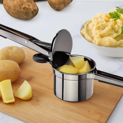 Zulay Kitchen Large 15oz Potato Ricer, Heavy Duty Stainless Steel Potato Masher and Ricer for Mashed Potatoes, Mashed Potato Masher & Potato Press Gadget for Perfect Mashed Potatoes - Metallic Black by Zulay Kitchen - Image 7
