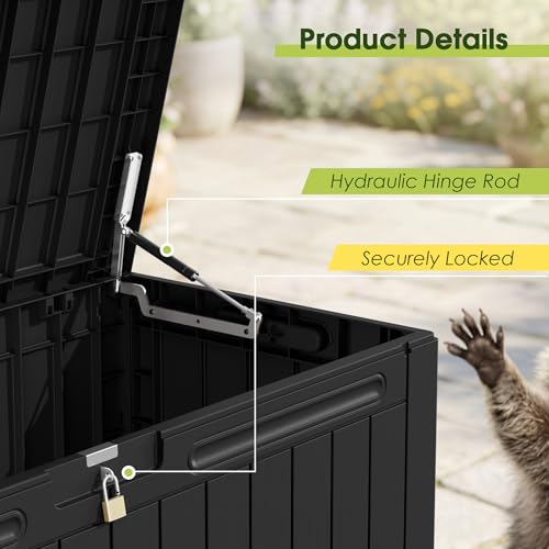 image for Devoko 100 Gallon Outdoor Storage Box, Waterproof Resin Deck Box for P
