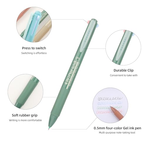 Bolígrafo de Tinta Gel Multicolor 4 en 1, Punta Fina 0.5mm, Pack 6 miniatura 2