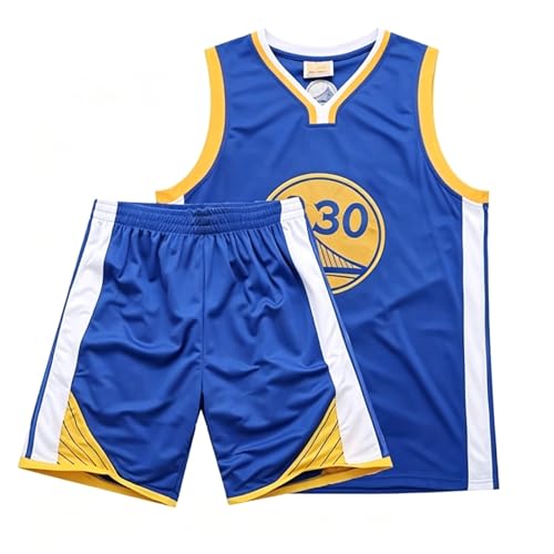 Camiseta Baloncesto Niño,Equipación Baloncesto Niño de 2 Piezas,Conjunto Baloncesto Niños Sin Mangas,Traje de Baloncesto 1 Top + 1 Pantalón Cortos para 10-12 Años,Azul,XL/160