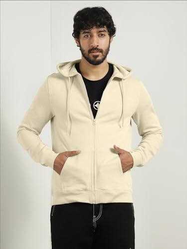Image of Nobero Classic Zipper Hoodie for Men | Zip Up Hoodies for Men | Regular Fit | Full Zip Closure | Drawstring Hood | Zipped Hooded Sweatshirt | Cotton Rich Zipper Fleece Hoodie