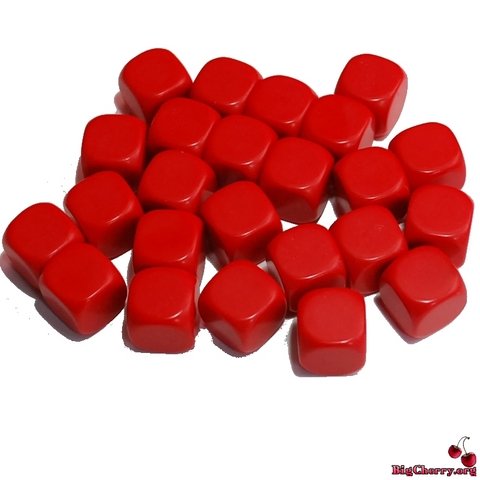 Big Cherry 24x Blank 16mm D6 (6 sided) Dice - Red