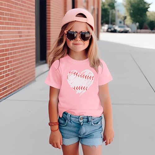 Baseball Shirt for Toddler Boy Girl Baseball Heart Graphic T-Shirt Kids Game Day Short Sleeve Summer Tee Tops2