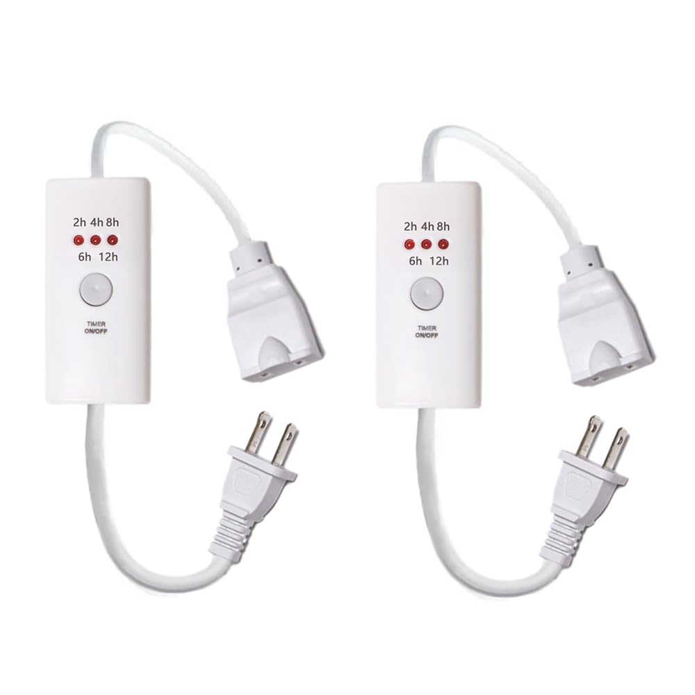 HNB Auto Off Timer for Oil Wax Warmer Burner Indoor Small Appliances Timer Plug for Electrical Outlet 5 Timing Setting 12 Hours Timed Power Switch (timer5D0.5m2pc)