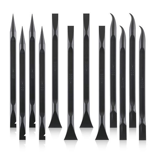 12 PCS Plastic Scraper Tool, Kaloo Non Scratch Scraper Tool for Tight Space, Great for Remove tickers, Labels, Oil Stains and Car Cleaning (Black)