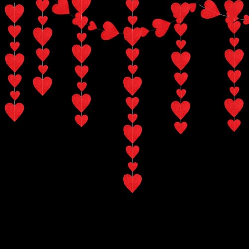 Image of Valentines-Day Party Decorations Red Heart-Garland - 52ft Special Night Galentines Hanging Streamers Banner,Girl Romantic Wedding Anniversary Baby Bridal Shower Engagement Mohters Decor Panduola
