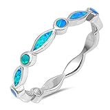 Sterling Silver White Lab Created Opal All Seeing Eyes Stackable Band Ring Sizes 5-10
