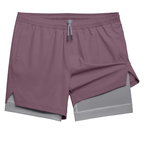 Image of maamgic Mens Workout Shorts 2 in 1 Stretch 5 inch / 7 inch Gym Shorts Running Shorts with Compression Liner Zip Pocket