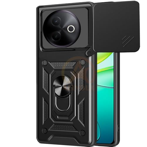 Image of Armor Bumper Back Cover Case for Vivo Y39 5G Rotating Camera Cover, Ring Holder & Kickstand | Heavy Duty & 360 Degree Protection Vivo Y39 5G Back Cover (Black)