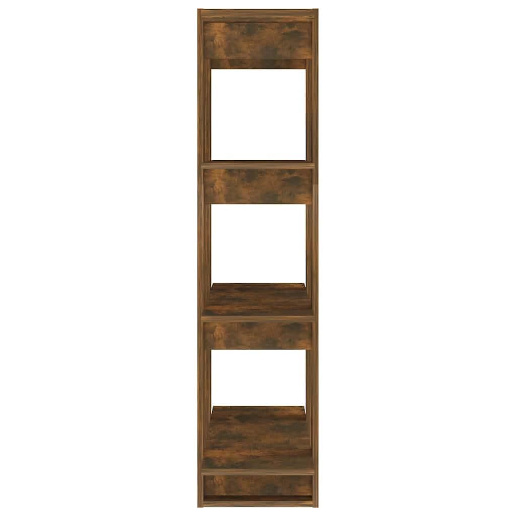 Libreria in legno di rovere affumicato, 80 x 30 x 123,5 cm, divisorio aperto con spazio per ufficio, soggiorno, studio, salvaspazio e versatile