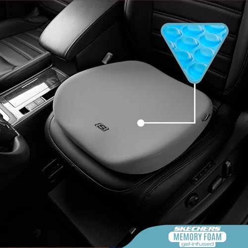 Image of Skechers Seat Cushion Premium Gel & Memory Foam-Office Chair Cushion for Tailbone Pain Relief,Butt Pillow for Office Chair,Car seat Cushion,Long Sitting Office Workers,and Car Drivers,Gray