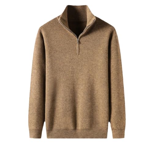 Men Clothing Solid Color Zipper Turtleneck Sweater Autumn Winter Knitted Pullover