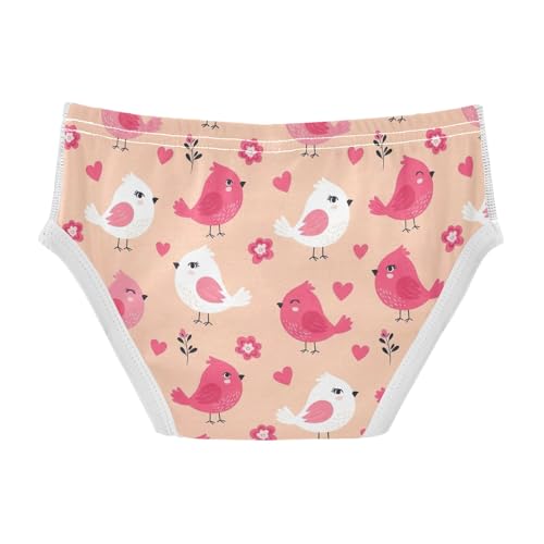 CHIFIGNO Cute Bird Heart Floral Pink Underwear for Boys Soft Cotton Briefs Toddler Boy Breathable Underwear Briefs2