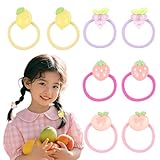 Strawberry Hair Ties Grape Hair Scrunchies Peach Ponytail Holder Lemon Hair Elastic 3D Cartoon Fruit Hair Accessories for Girls Cute Hair Tie Bands Ropes for Baby Toddler Infant Gifts 8Pcs (4Pairs)