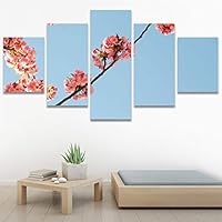 SIGNWIN 5 Panel Canvas Wall Art Bright Flowers for Home Decorations Ready to Hang - 60